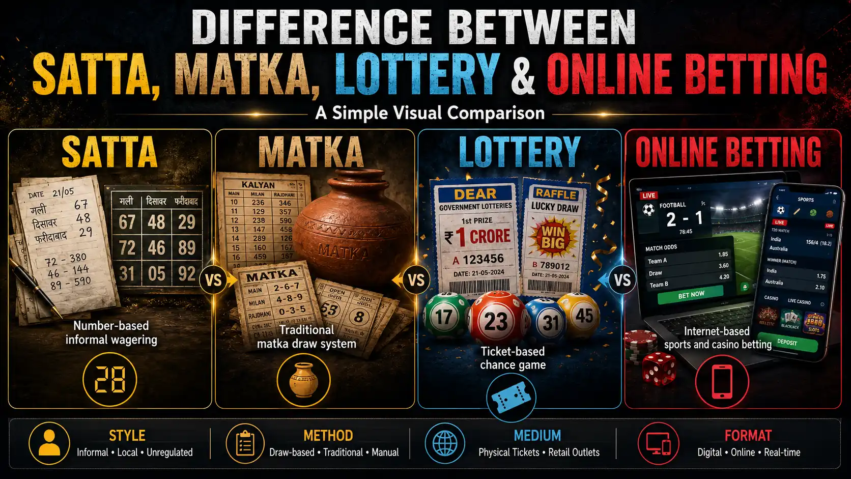 Difference Between Satta, Matka, Lottery & Online Betting